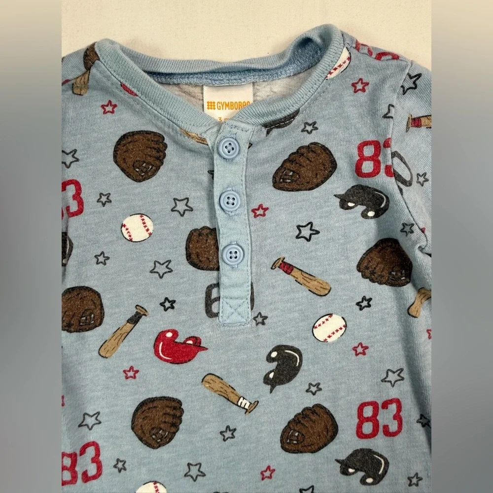 GYMBOREE Baby Boys' Blue Baseball Printed Long Sleeve Romper Playsuit Size‎ 0-3M